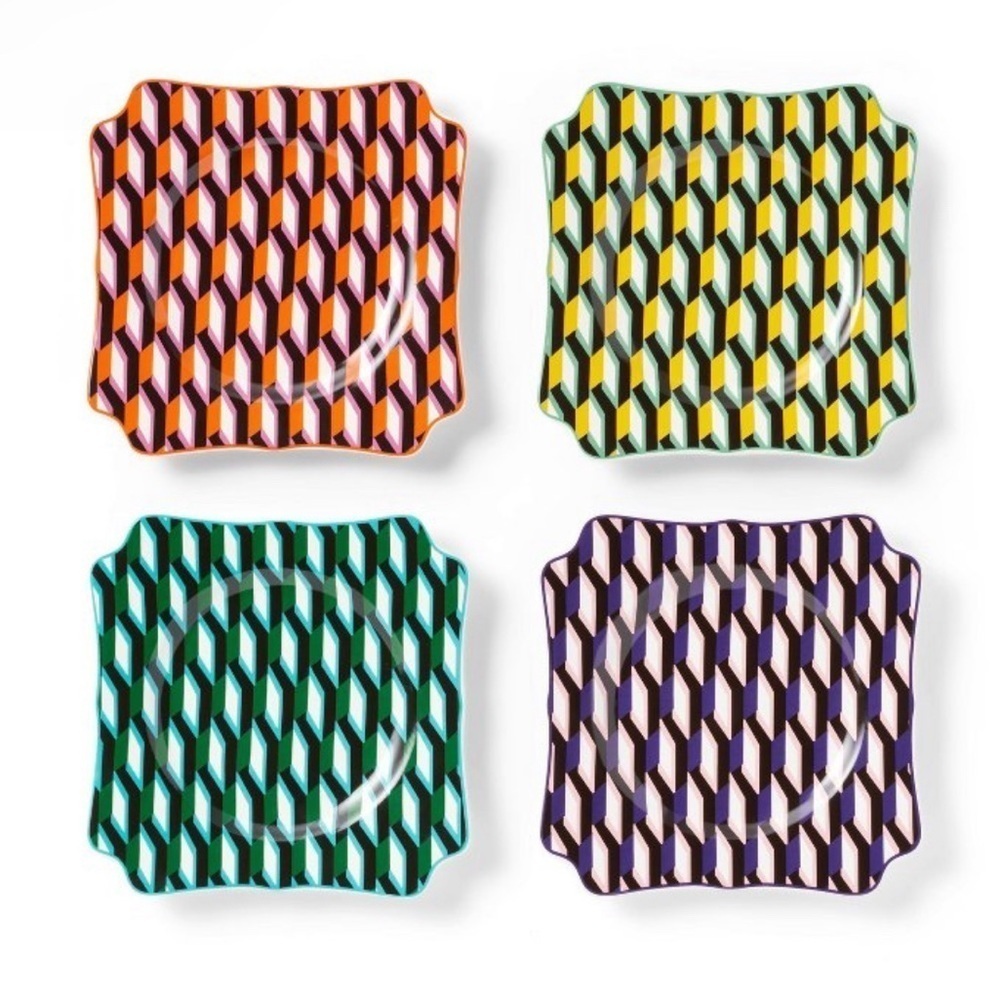 DVF NEW Arrow Geo 4 pc Dessert Plates
